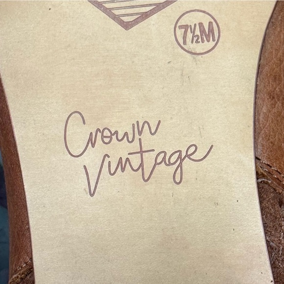 Crown Vintage Tan Caramel Cognac Leather Ankle Booties Size 7.5 - Picture 14 of 15